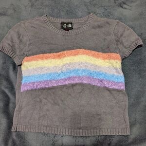 Gray Kids Shirt with Rainbow Stripes